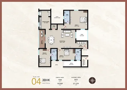 talina Apartment 3BHK NORTH FACING floor plan 2272 sq-ft